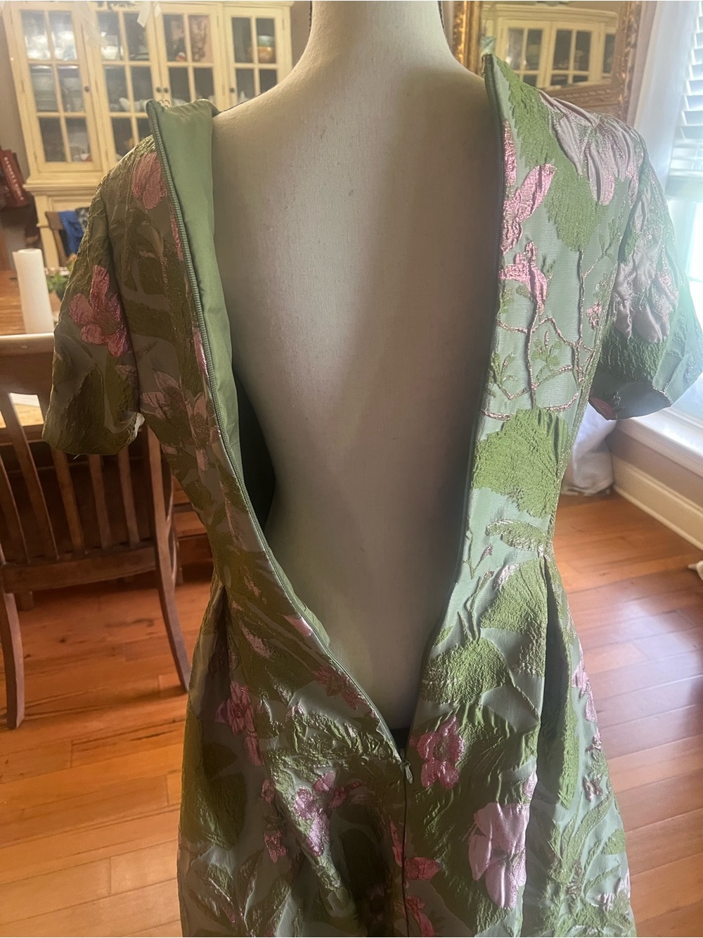 Clover Green Floral Satin Maxi Dress - Picture 12 of 15